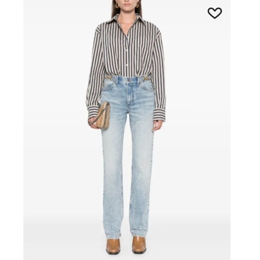 NWT Stella McCartney Jeans Gold Clasp-Embellished Tapered in Blue Denim